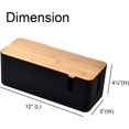thumbnail image 4 of FrostHike Cable Management Box with Bamboo Lid Small Cable Organizer Box for Extension Cord Power Stripe Surge Protector Wire Management Concealer Organizer Cover Hider (Black), 4 of 5