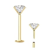 Genuine Diamond 14K Solid gold 18G Push In Threadless Labret Ear Tragus Stud