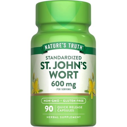 St Johns Wort Capsules | 600mg | 90 Count | For Men and Women | by Nature's Truth