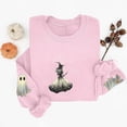 thumbnail image 5 of Mifsaly Womens Vintage Magic Witch Graphic Crewneck Sweatshirt Elegant Spooky Star Print Long Sleeve Pullover Cozy Fleece Top for Autumn Halloween Party Novelty Costume Pink,M, 5 of 5