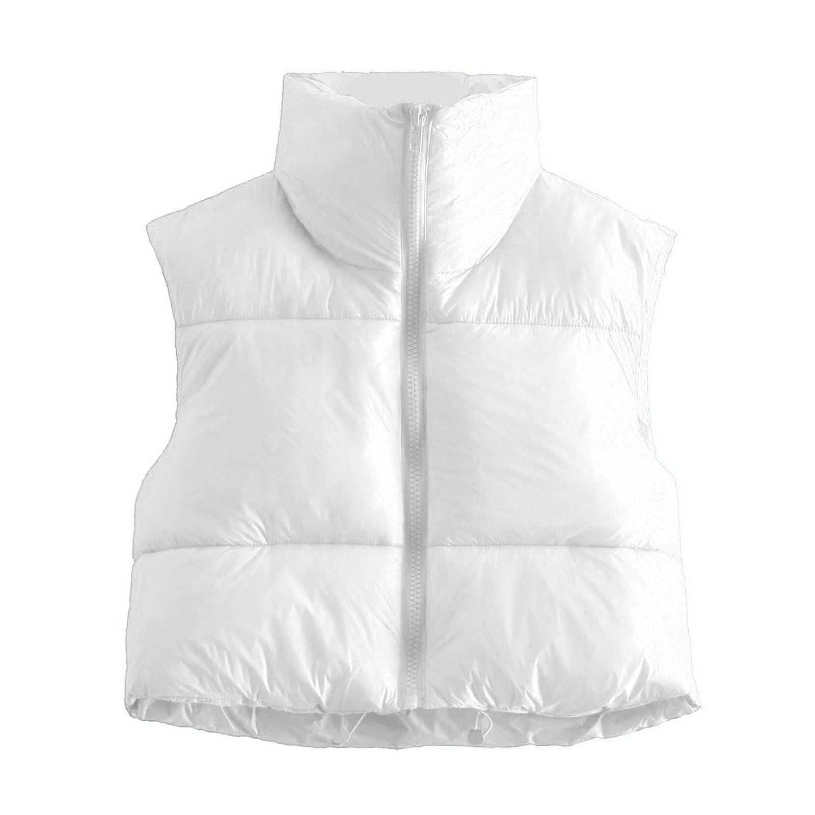 Short Warm Vest Puffer Jacket Women Crop Thick Parkas Sleeveless Jackets  Woman Thick Down Coats Padded Short Puffer Vest Women