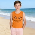thumbnail image 5 of Xdegoge Little Boys Funny Graphic Shirts Cute Creepy Evil Grin Face Print Sleeveless Casual Playwear School Tops Comfy Stretchy Daily Outfits Youth Summer Apparel, 5 of 6