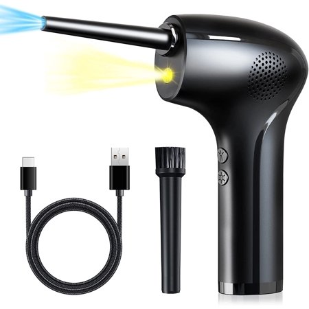 NIFFPD Compressed Air Duster - 2-Speed Adjust, Reusable, 45000RPM Blower Keyboard Cleaner Kit with 6000mAh and 10W Fast Charging - Effective Replacement for Canned Air