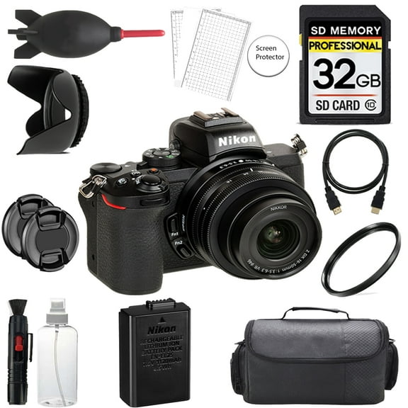 Nikon Z50 Mirrorless Camera  16-50mm Lens   32GB   Bag  UV Filter- Basic Kit (International Version)