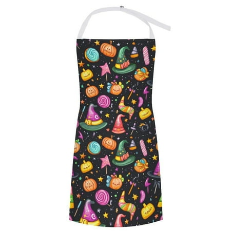 

ZZZHY Witch Hat Candy Stick Halloween Design-1165 Apron with Pockets Adjustable Aprons for Men/Women Waterproof Chef Aprons for Gardening Cooking BBQ Baking Halloween Thanksgiving Christmas