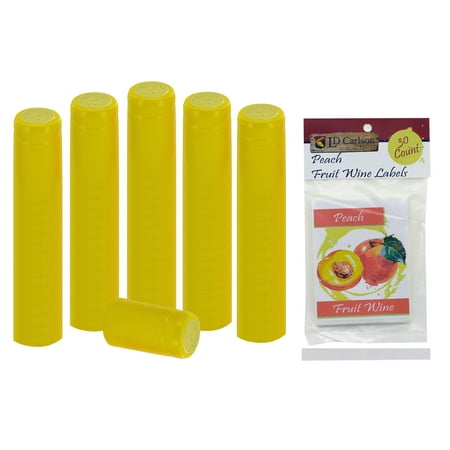 - Professional Peach Fruit Wine Labels With Yellow PVC (30 count)