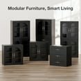 thumbnail image 5 of Sideboard Buffet Cabinet Modern Accent Console Cabinet with Arched Glass Doors and Storage,Black,for Living Room,Dining Room,Entryway（Black）, 5 of 8