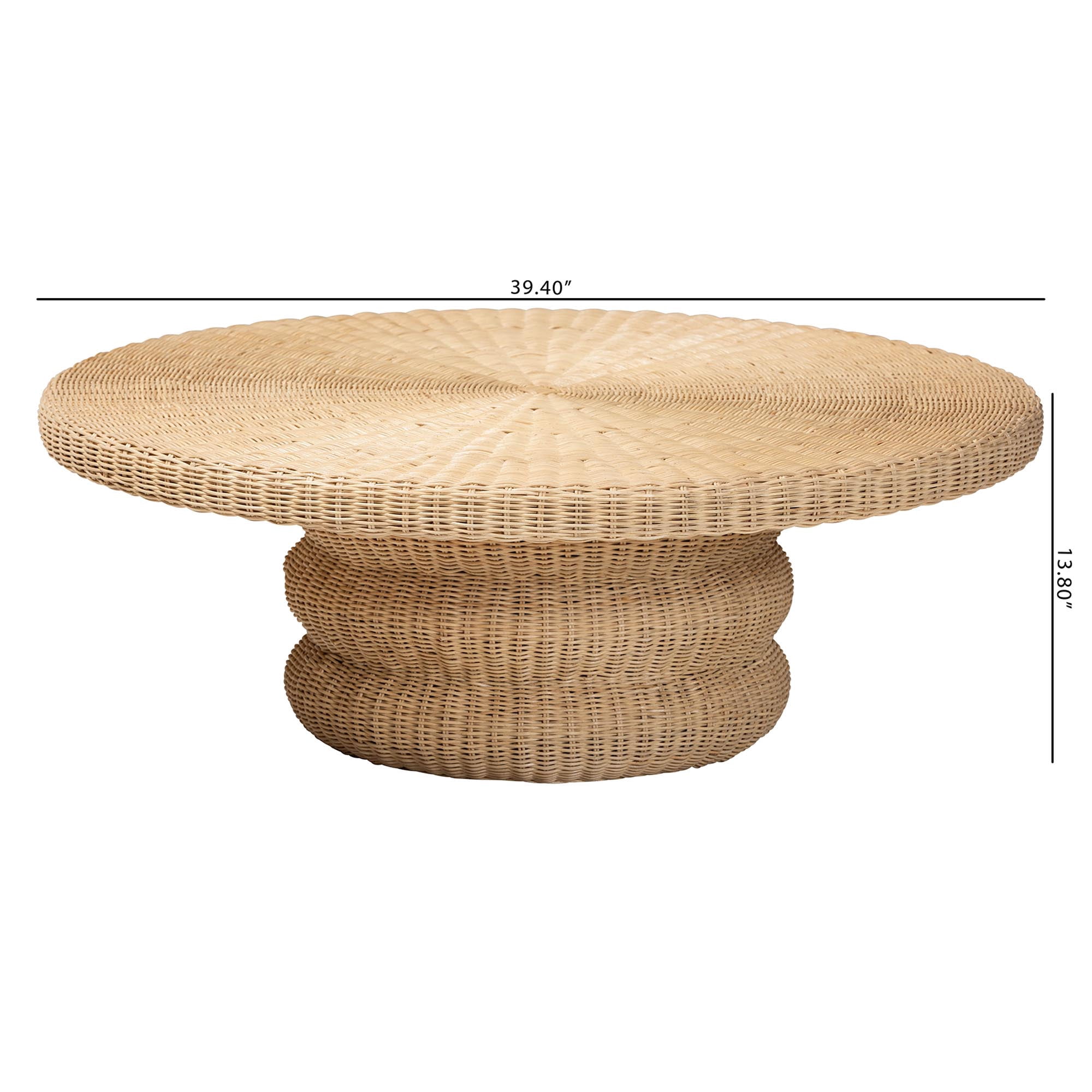 bali & pari Silvia Boho Coffee Table, Natural Rattan