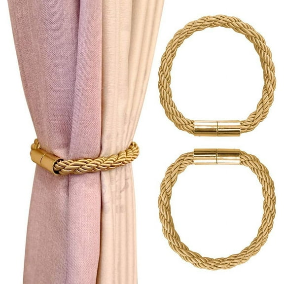 Magnetic Curtain Tiebacks Tie Backs Holdbacks Buckle Clips Accessory Curtain Rods Accessoires (A Pair) (Gold)