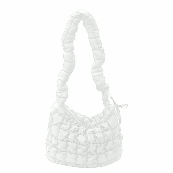 GASTROPOD Puffer Tote Bag,Comfortable Shoulder Puffer Purse,Strap Puffy Bag,White