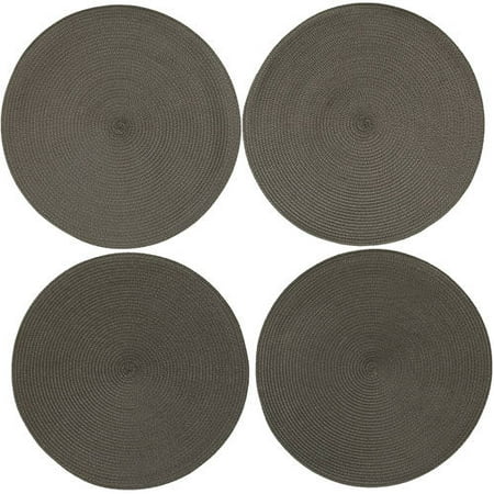 Mainstays Mars Solid Woven Round Placemats, Green, Set of 4