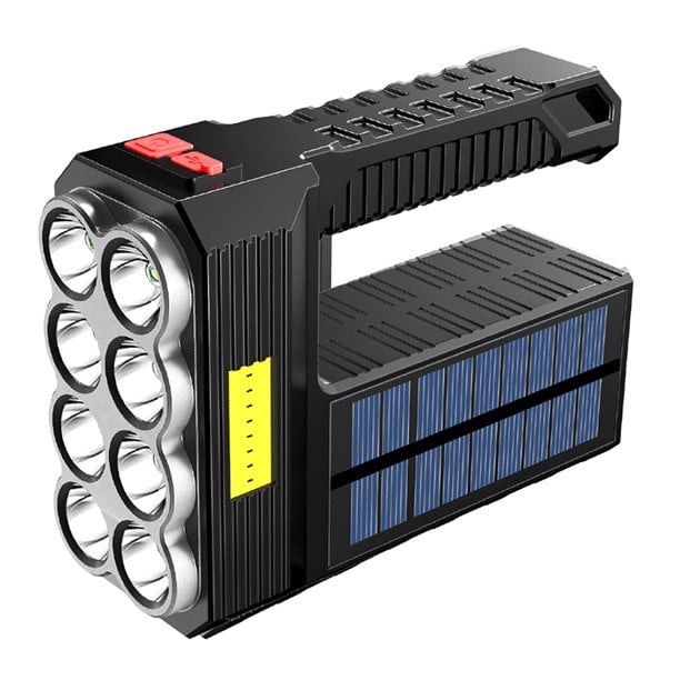SHELLTON Solar Rechargeable Portable Searchlight Household 8 LED Handheld Emergency Multi-function Flashlight Outdoor Emergency Marine Boat Search Light