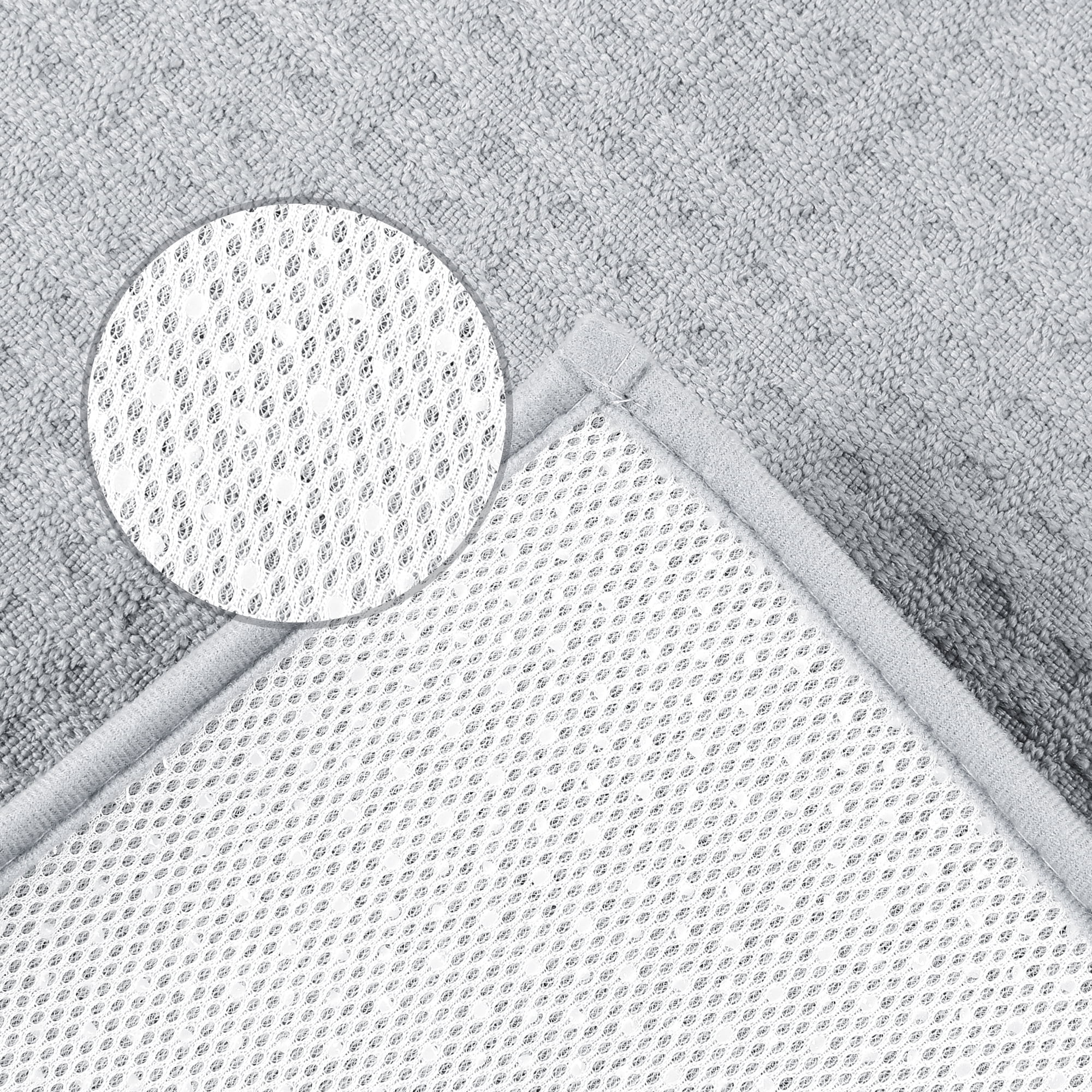 Unique Bargains Weaving Pattern Soft Absorbent Bath Mat Light Grey 16" x 24"
