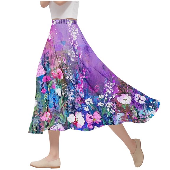 Cavosen Fall Skirts Elastic Waist Midi Skirts A Line Short Skirts Trendy Cute Casual Cocktail Party Skirt