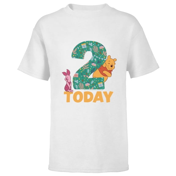 Disney Winnie the Pooh & Piglet Birthday 2 Years Old Today - Short Sleeve T-Shirt for Kids - Customized-White