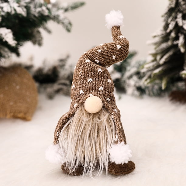 Adornos navideños de gnomodecoración divertida de muñecos de peluche de pie (marrón)