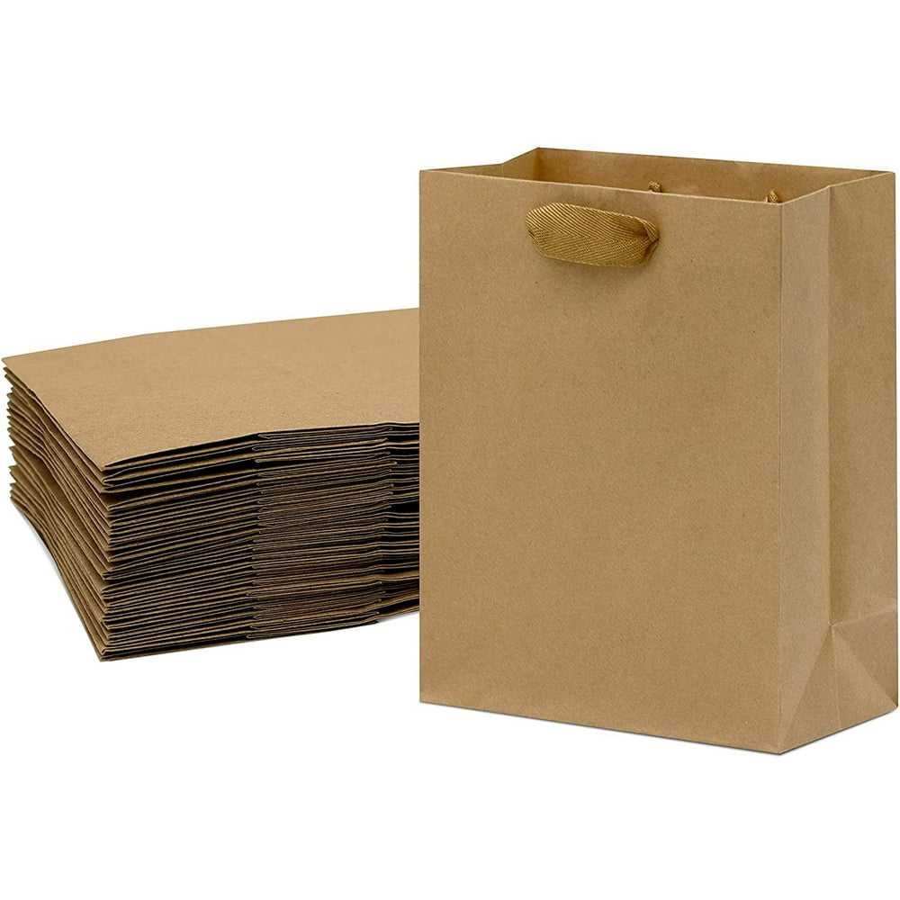 Brown Paper Bags with Fancy Twill Handles 8x4x10 inches 25 Pcs. Paper ...