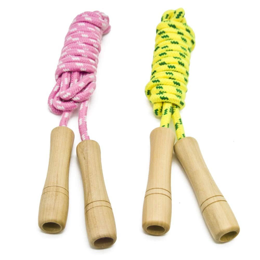 Cotton Jump Rope for Kids Wooden Handle Adjustable Cotton Braided
