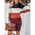 thumbnail image 6 of CUPSHE Women's Colorblock Bodycon Mini Sweater Dress,Sizes XS-XL, 6 of 8