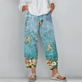thumbnail image 2 of Wangmeiwg Pants For Women Fashion Wide Leg Capris Womens Summer Cropped Pants Beach Elastic Waist Baggy Crop Trousers Dress Pants for Women Business Casual High Waist, 2 of 4