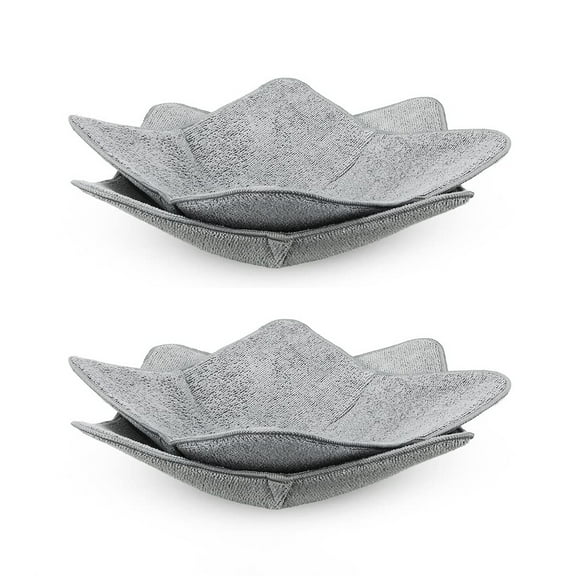 Lsupdaol Microwave Safe Bowl Holder Multipurpose Hot Heat Proof Plate Holder Polyester Potholder Protector for food Soup(Gray,4 Pieces)