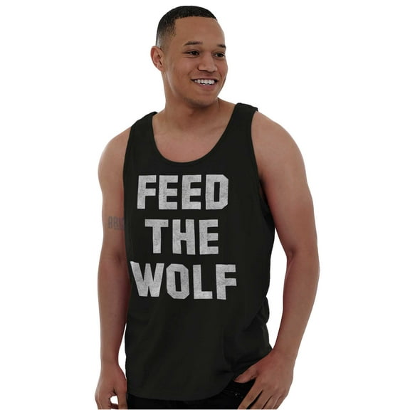Feed The Wolf Sarcastic Hangry Gym Tank Top T Shirts Men Women Brisco Brands S