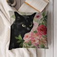 thumbnail image 5 of Black cat flowers Linen toss pillowcase Decoration pillowcase Gift preferred 20x20" Cushion cover 2 set Sofa pillowcase Sofa bedroom living room car, 5 of 5