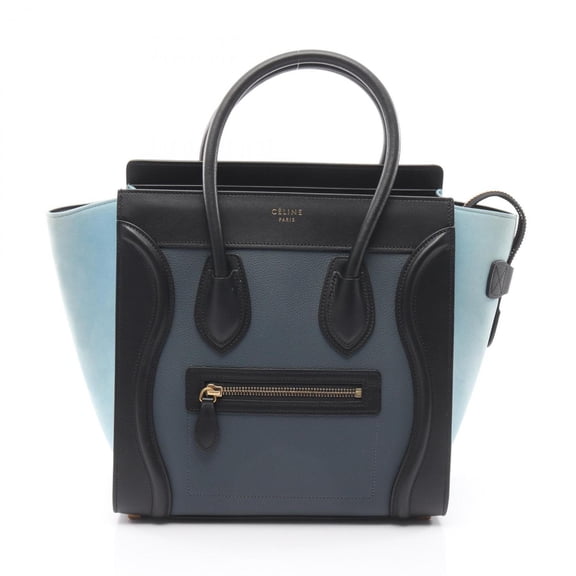 Pre-Owned Celine Luggage Micro Shopper Tote Bag Handbag Leather Women's Navy Blue Black