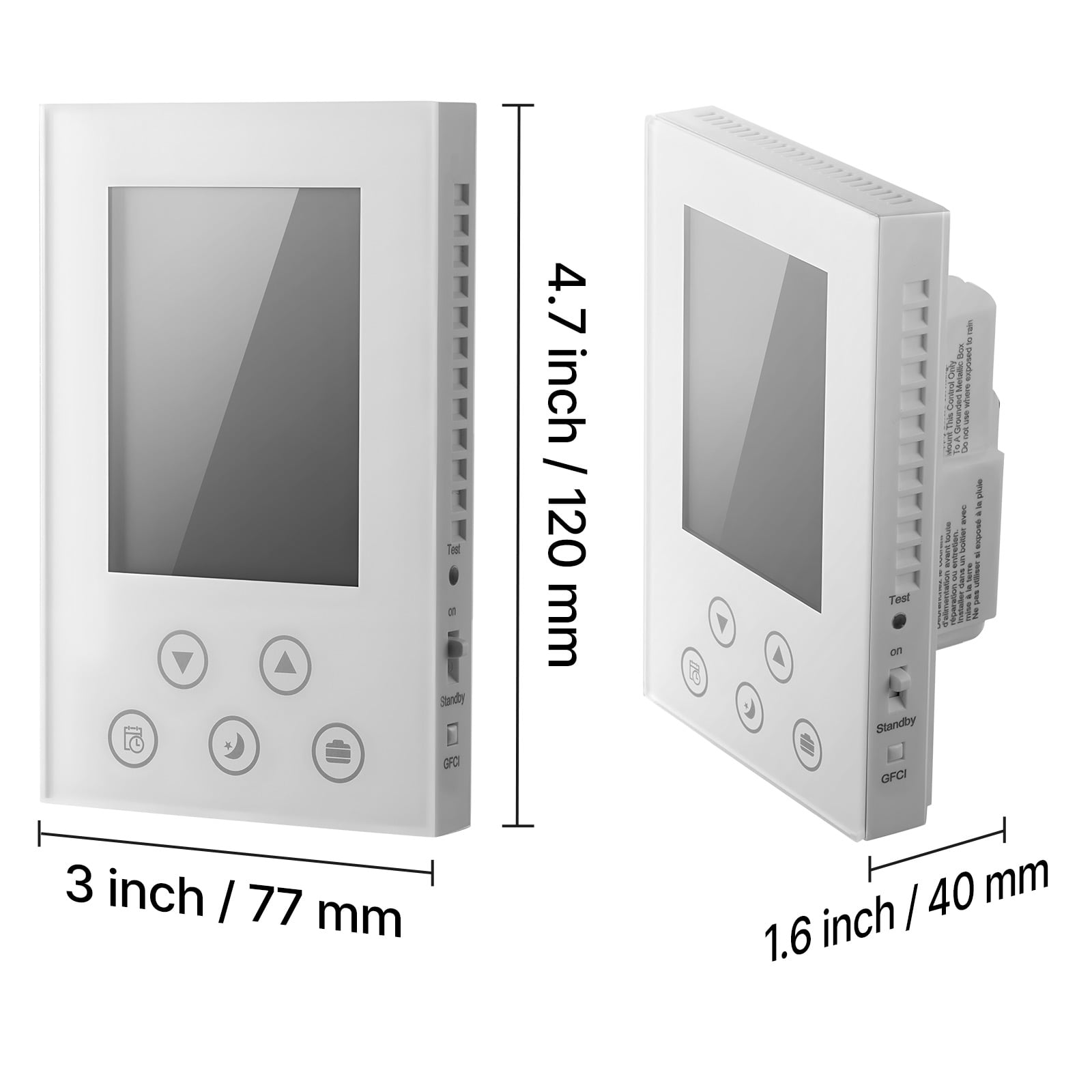 VEVOR 7-Day Programmable Thermostat, Home Thermostats for Radiant Underfloor Heating Cable,Heat Pump, Built-in GFCI & Sensitive Sensor, LED Screen with Backlight,Energy-Efficient,White