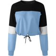 thumbnail image 1 of ORUYROP Sweat à Capuche Court à Manches Longues Zippé Rayé pour Femmes, Veste Décontractée à Cordon de Serrage, 1 of 6