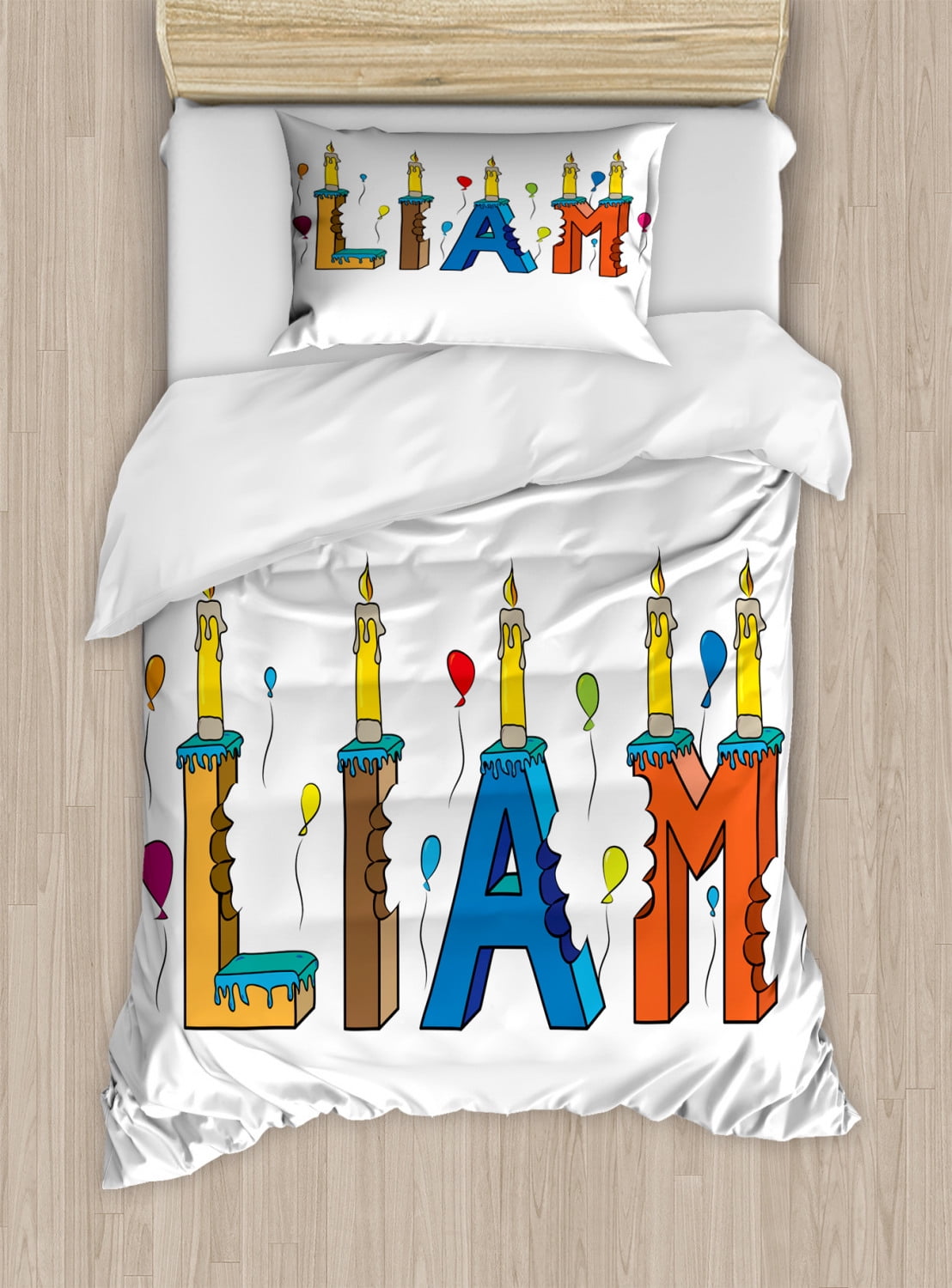 Liam Twin Size Duvet Cover Set English First Name In A Colorful