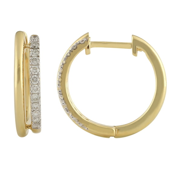Brilliance Fine Jewelry 1/4 Carat Lab Grown Diamond Women Hoop Earring in 14K Gold Plated Silver