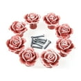 thumbnail image 1 of MasteelfCA 8pcs Rose Shaped Ceramic Kitchen Cupboard Cabinet Drawer Door Knobs Pull Handles (Pink), 1 of 7