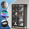 thumbnail image 4 of RGB LED Glass Display Cabinet, 4-Tier Storage with Glass Doors, Motion Sensor & USB Port, Decorative Storage Cabinet for Collectibles, Books in Living Room Corner, 4 of 9