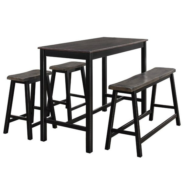Lexicon Visby 4 Piece Solid Wood Counter Height Dining Set In Black And Gray Walmart Com Walmart Com