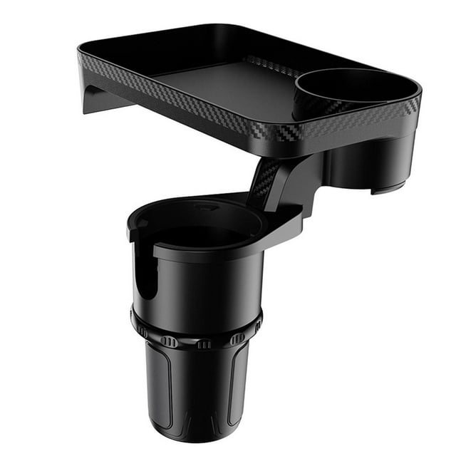 Portavasos ajustable para coche, bandeja para comida, bebidas, rotación de 360 grados, capacidad de 18 kg, color negro Pequeña