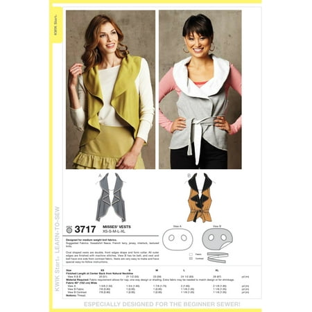 Kwik Sew Pattern Vests, (XS, S, M, L, XL)