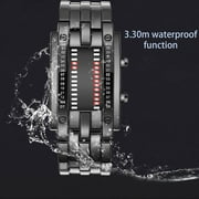 Binary Red LED Digital Watch Waterproof Mens Classic Creative Fashion Plated Wrist Watches