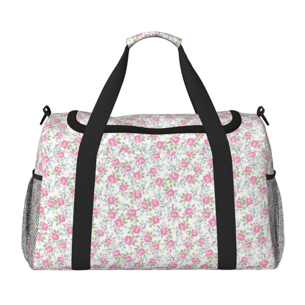 Fotbe Floral Bolsa de Viaje con Estampado, Bolsa de Fin de Semana para Mujer con Compartimento para Zapatos, Bolsa de Gimnasio con Bolsillo Húmedo