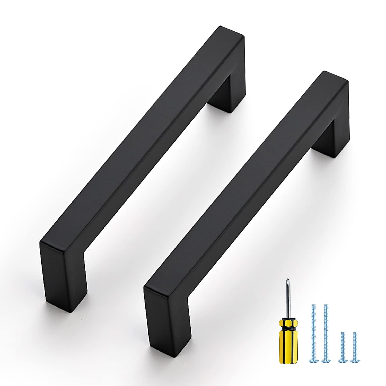 20 Pack Black Pulls 41/2 Inch Square Handles Matte