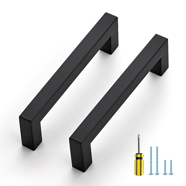 15 Pack Black Pulls 41/2 Inch Square Handles Matte
