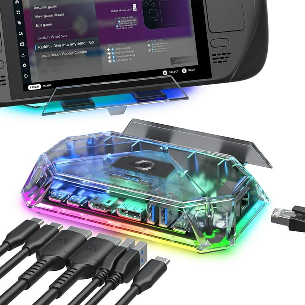 Estación de acoplamiento JSAUX RGB 12 en 1 para Steam Deck (OLED) /ROG Ally/Legion Go