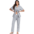 thumbnail image 6 of EA'S SECRET 100% Cotton Pajamas for Women Set Short Sleeve and Long Pants Pj Sets Woman Button Down Sleepwear with Pockets(Grey,L), 6 of 9