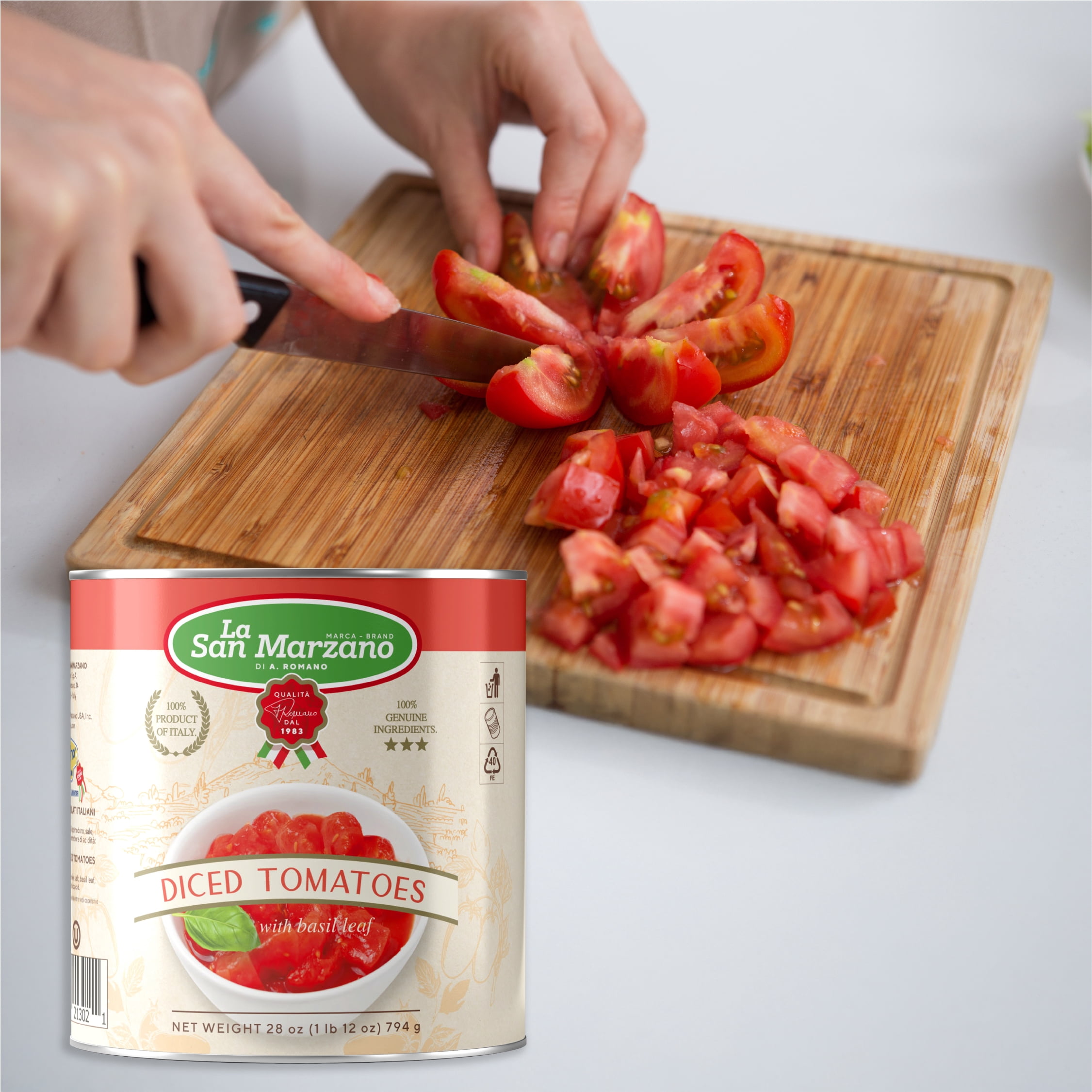 La San Marzano Italian Diced Chopped Crushed Tomatoes with Basil 28oz can (Pack of 6)