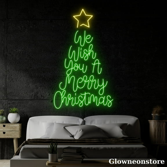 Glowneon We Wish You A Merry Christmas Neon Sign, We Wish You A Merry Christmas LED Sign