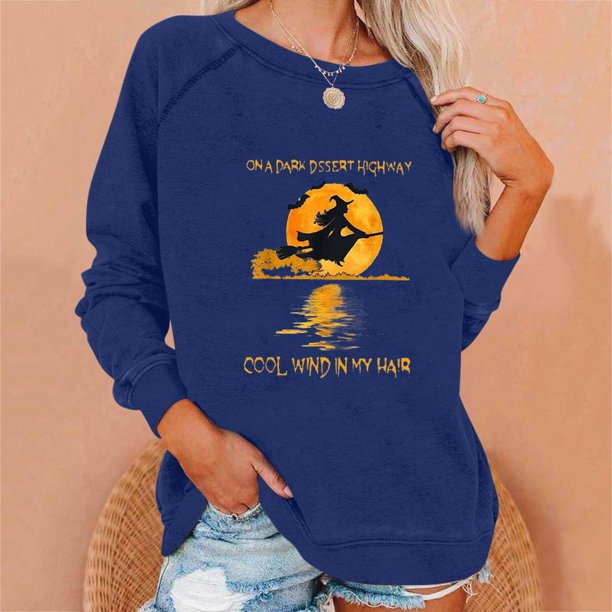Women's Casual Fashion Halloween Print Long Sleeve Sweatshirts Pullover Top