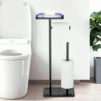 SZZJKJ Toilet Paper Holder Stand with Top Storage Shelf，Toilet Paper Holder，Toilet Paper Rack with Storage Function, Capable of Holding 4 Spare Rolls(Black).