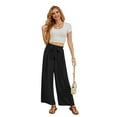thumbnail image 5 of Uvplove Women High Waisted Palazzo Pants Wide Leg Casual Flowy Tie Knot Trousers with Pockets black-l, 5 of 6