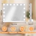 thumbnail image 3 of Smart Lighted Makeup Mirror with Memory Function, 22.8" x 19.3" Vanity Mirror with 15 Dimmable LED Bulbs, USB Port & Touch Controls, White, 3 of 9