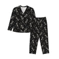 thumbnail image 1 of Balery Happy Skeletons Dancing Conjunto de Pijama con Estampado para Mujer, Conjunto de Dos Piezas con Manga Larga, Ropa de Dormir Suave con Bolsillos, Pijamas Cómodos-Large, 1 of 7